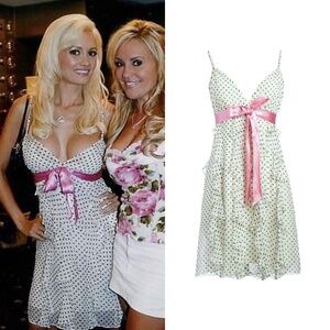 Polka Dot Ruffle Bow Mini Dress As Seen On Holly Madison